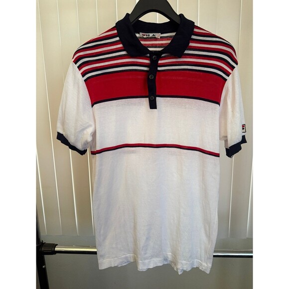 Men's Vintage FILA Striped  Polo Shirt Size US 42 (Large) - Picture 1 of 9
